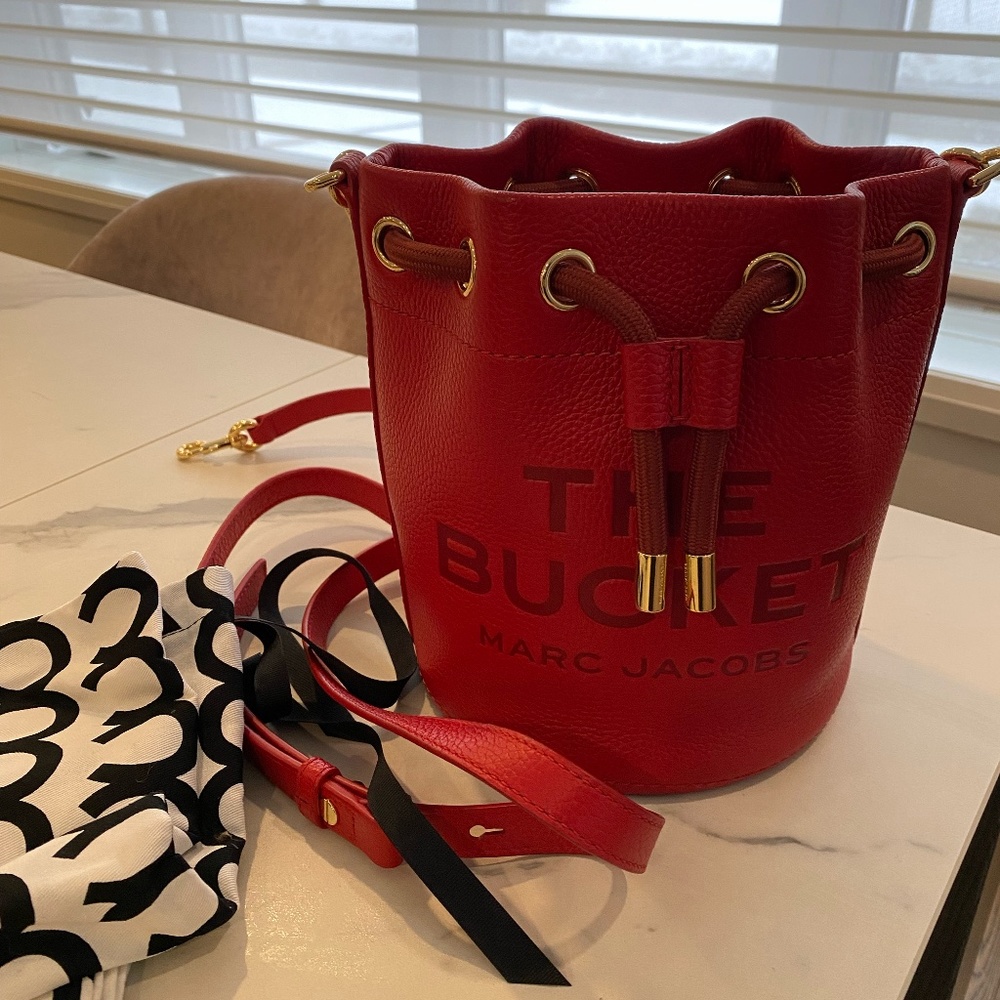 red Marc Jacobs bucket bag